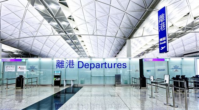 Airport Departure and Arrival sign at hong kong
