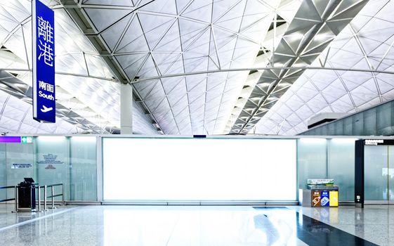 Large signboard in airport departure area, hong kong