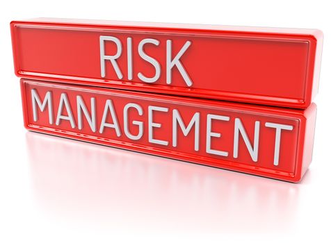 Risk Management - Red banners with text - Isolated 3D Render