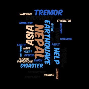 Neap Earthquake Tremore word salad cloud illustration.