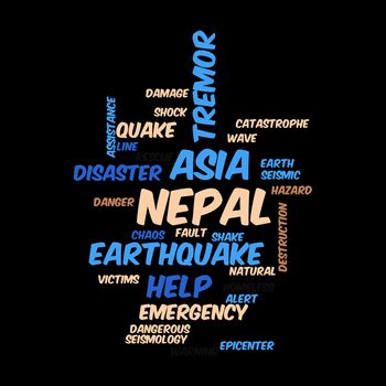 Neap Earthquake Tremore word salad cloud illustration.