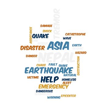 Neap Earthquake Tremore word salad cloud illustration.