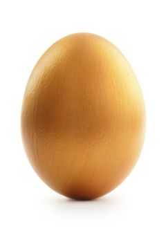 Golden egg over a white background