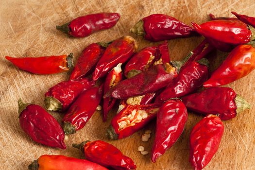 red hot chili peppers on a cutting board