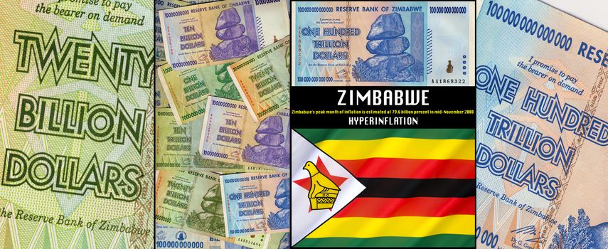 Hyperinflation in Zimbabwe was a period of currency instability that began in the late 1990s. Zimbabwe's peak month of inflation is estimated at 79.6 billion percent in mid-November 2008. In 2009, Zimbabwe abandoned its currency. As of early 2015, Zimbabwe still has no national currency with currencies from other countries being used.