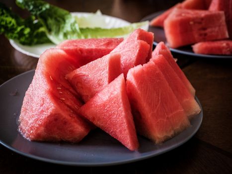 Red and Green Watermelon on a plate 