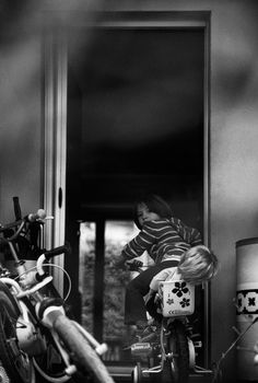 View of Child playing with the bike