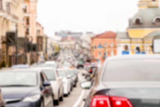 blurred traffic jam can be used as background