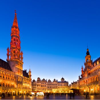 Grote Markt - The main square and Town hall of Brussels, Belgium, Europe.