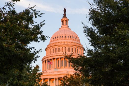 This photo was shot from the US Capital building in Washington DC, USA in the evening after sunset.