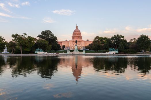 This photo was shot from the US Capital building in Washington DC, USA in the evening after sunset.
