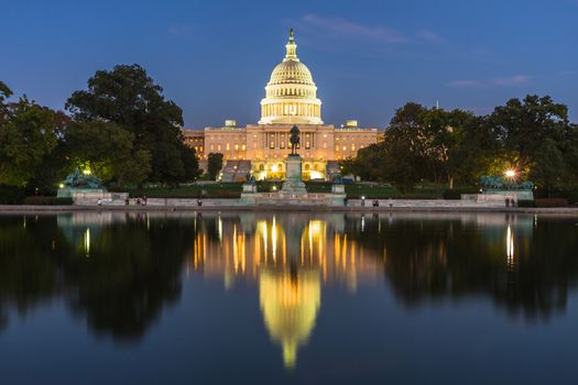 This photo was shot from the US Capital building in Washington DC, USA in the evening after sunset.
