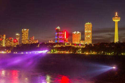 Niagara Falls light show at night, USA