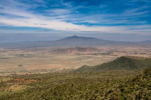 landscape Kenya, Africa. panorama of mountains and savannah