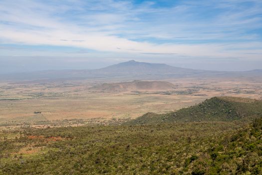 landscape Kenya, Africa. panorama of mountains and savannah