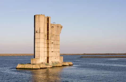 a pillar similar to those used for the Dutch Delta Works to protect holland form high sea level, this one is from the dutch museum neeltje jans