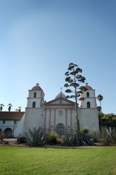 The Spanish historic Santa Barbara Mission in California.