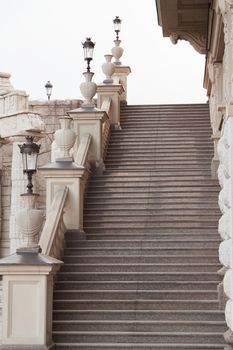 beautiful staircase in courtyard can be used as background