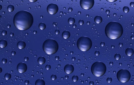 blue water drops on glass,could be used as background