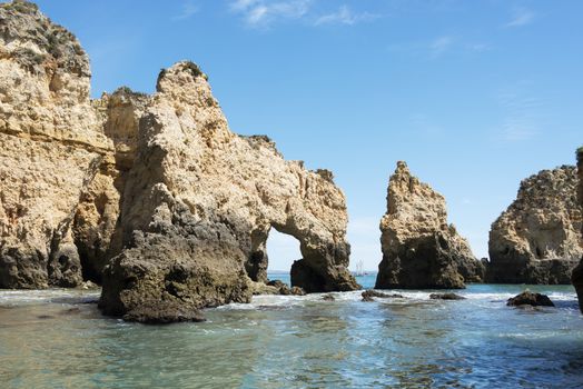 rocks and cliff in algarve city lagos in Portugal, the most beautifull coastline of the world