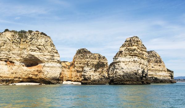 rocks and cliff in algarve city lagos in Portugal, the most beautifull coastline of the world