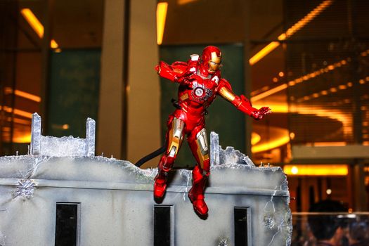 Bangkok - May 2: An Iron Man model in Thailand Comic Con 2015 on May 2, 2015 at Siam Paragon, Bangkok, Thailand.