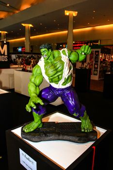 Bangkok - May 2: A Hulk model in Thailand Comic Con 2015 on May 2, 2015 at Siam Paragon, Bangkok, Thailand.