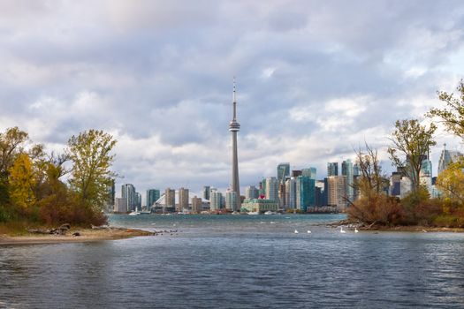 This photo was shot from snake island which is opposite to Toronto city. The leaves of trees change color.