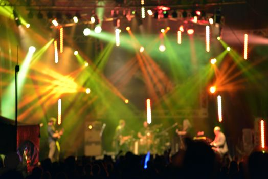 Outdoor rock concert light background illumination in summer