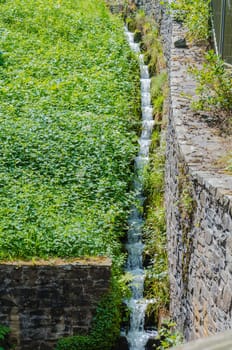 Stepped watercourse, waterfall. Inlet for a water mill.