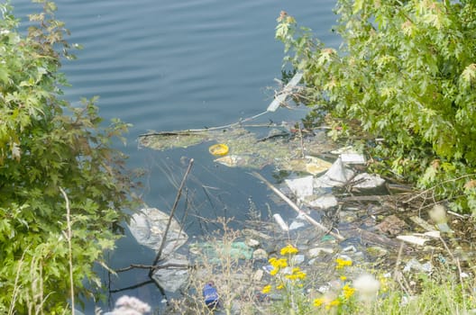 Contaminated waters by careless disposal of packaging waste.
