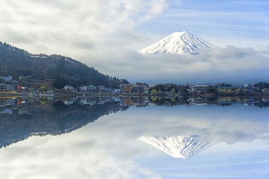 Reflection of fuji in japan