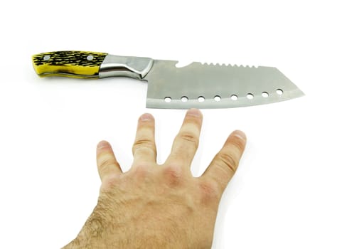 knife in hand isolated on a white background. For your commercial and editorial use