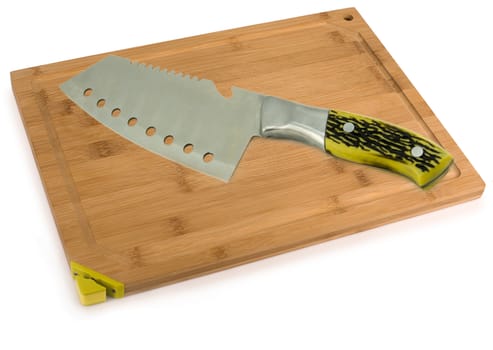 Cutting Board and Kitchen Knife close up. For your commercial and editorial use.