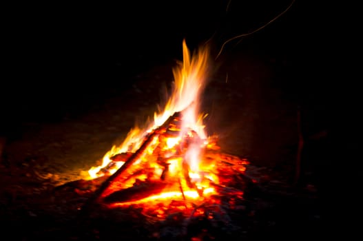 Flames of a campfire in the night. For your commercial and editorial use.