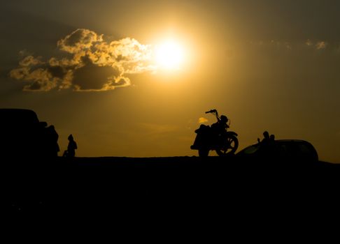 Motorcycle silhouette against the sunset. For your commercial and editorial use.