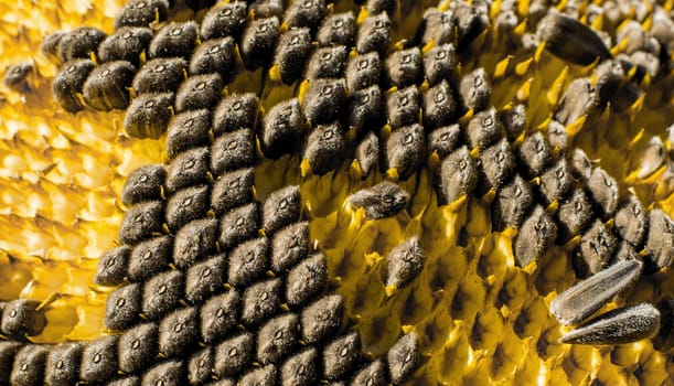 Sunflower with Black Seeds Close-Up. For your commercial and editorial use.