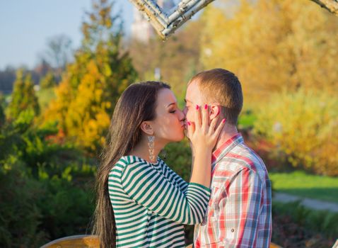 beautiful and sexy Young couple outdoors parks