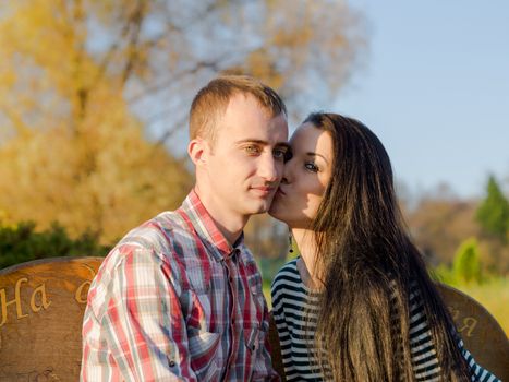 beautiful and sexy Young couple outdoors parks