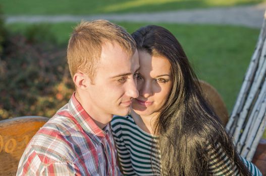 beautiful and sexy Young couple outdoors parks