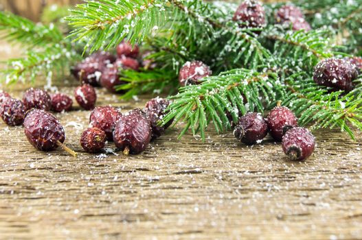 Bright christmas composition on wooden background. For your commercial and editorial use