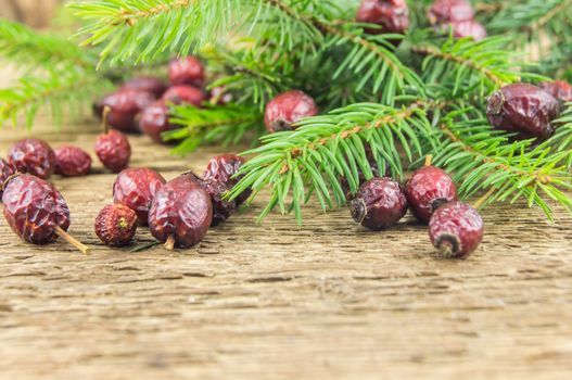 Bright christmas composition on wooden background. For your commercial and editorial use