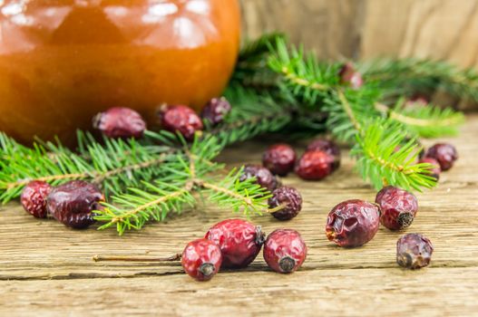 Bright christmas composition on wooden background. For your commercial and editorial use