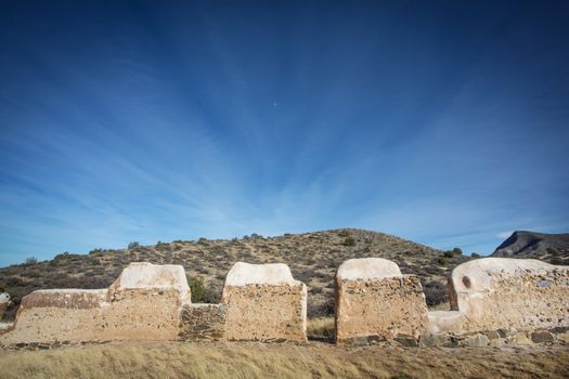 Historic American Civil War stone building in desert