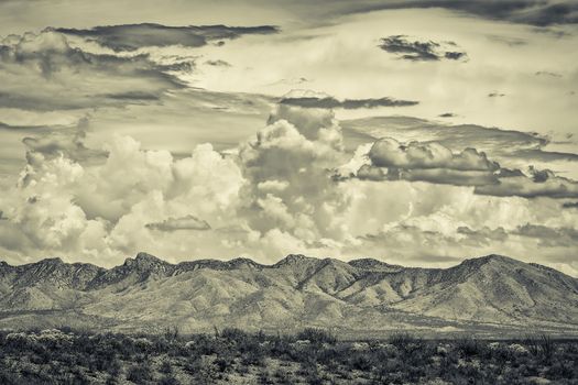 Desert wilderness mountains during monsoon season in Arizona