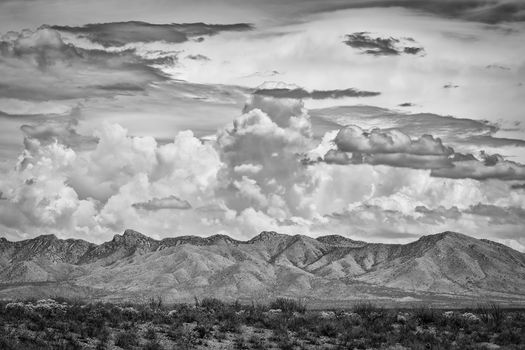 Arizona mountains with dramatic monsoon clouds above