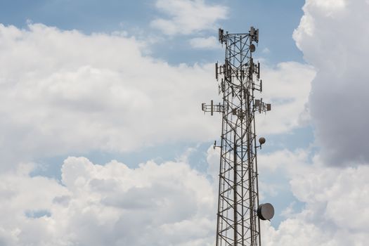 One communication tower with microwave antennae