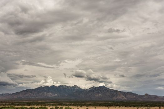 View of mountain during monsoon season in Arizona, USA