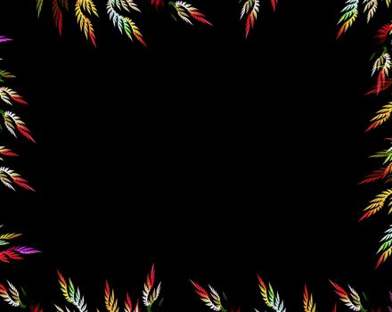 Multicolor fractal flower on black background. Computer generated graphics