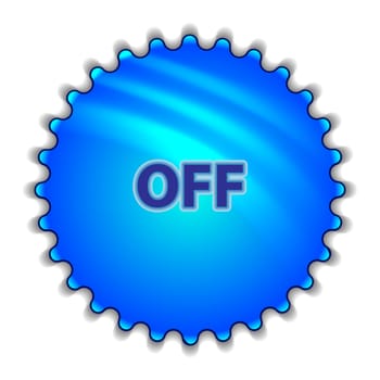 Isolated big blue button sticker with text.